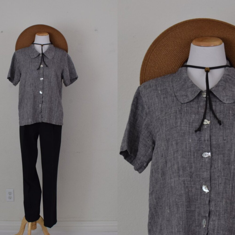 Vintage 90s‎ Linen Button Bouse by FOCUS USA